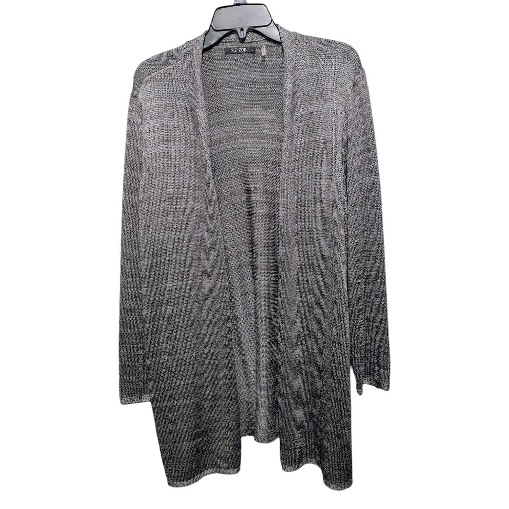 Nic + Zoe Gray Stretch Knit Open Front Cardigan Sweater Womens Plus Size 1X NWT